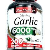 Lab | garlic pills |6000 mg Equivalent | 200 softgels | organic garlic | 200 capsules | garlic supplements | garlic | odorless garlic | garlic extract | garlic capsules | Ultra high Absorption.