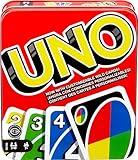 Mattel Games UNO Card Game for Family Night, Travel Game & Gift for Kids in a Collectible Storage Tin for 2-10 Players (Amazon Exclusive)