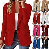 Hesxuno Prime of Day Deals Today 2024 October Blazers for Women Business Casual Jackets Long Sleeve Open Front Cardigan Work Suit 2024 Trendy Blazer with Pockets My Orders