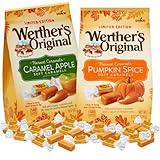 Pumpkin Spice and Caramel Apple Original Soft Caramels, Individually Wrapped Sharable Fall Flavored Candies, 8.57 ounce Bags, Pack of 2