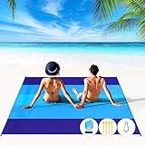 BYDOLL Beach Blanket 78''×81'' 4-7 Adults Oversized Lightweight Waterproof Sandproof Large Picnic Mat for Travel Camping Hiking Picnic(78" X 81", Blue-Mixed)