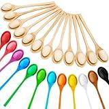 Lineshading 48 Pcs Easter Egg Spoon Race Game Sets Includes 24 Wooden Spoons and 24 Wooden Eggs Wooden Balance Relay Spoons Games Eggs Hunt Game Indoor Lawn Outdoor Classroom Party