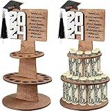 2024 Graduation Gift Money Holder - Class of 2024 Graduation Gifts for Him Her, Graduation Money Cake Stand 2024 Double-Layer Graduation Cash Holder with 25 Holes(WHITE)