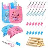 RoundFunny 48 Pcs Kids Baking Supplies for Real Cooking Games Prize Party Favors, with Kitchen Utensil, Pot Holders, Spatula, Rolling Pin, Whisk for Kids Gifts, Baking Cooking Party (Small)