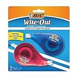 BIC Wite-Out Brand EZ Correct Correction Tape, 39.3 Feet, 2-Count Pack of white Correction Tape, Fast, Clean and Easy to Use Tear-Resistant Tape Office or School Supplies