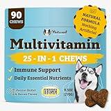 Natural Dog Company Multivitamin Chews (90 Pieces), Dog Vitamins and Supplements, Peanut Butter & Bacon Flavor, for Dogs of All Ages, Sizes, & Breeds, Supports Immune System, Antioxidant