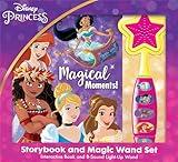 Disney Princess Moana, Belle, Cinderella, and more! - Magical Moments! Storybook and Magic Wand Toy Sound Book Set - PI Kids