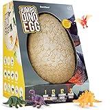 Jumbo Dino Egg Easter Activity - Unearth 12 Unique Large Surprise Dinosaurs in One Giant Filled Egg - Discover Dinosaur Archaeology Science STEM Crafts - Dinosaur Toys Easter Gifts for Boys & Girls