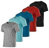 5 Pack Men’s Active Quick Dri Dry Fit Crew Neck T Shirts Athletic Running Gym Workout Short Sleeve Tee Tops Camisas para Hombres Summer