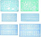 Set of 2 Artistic Drafting Templates and 4 ABC Lettering Stencil Plate