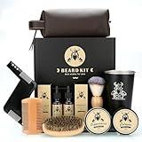 Beard Grooming Kit Gifts for Men, Father's Day Birthday Gifts for Dad Him, Grooming & Trimming Tool Complete Set,Beard Care Kit with 2 Beard Growth Oil/Balm/Brush/Comb/Shaving Soap/Cup&Storage Bag