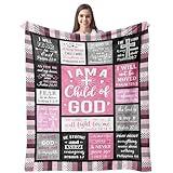 CUJUYO Christian Gifts for Women Blanket 60"x50" - I Am a Child of God Blankets - Inspirational Religious Birthday Gifts - Baptism Confirmation Gifts for Girls - Catholic Spiritual Gifts for Women