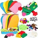 WATINC 6Pcs Hand Puppet Making Kit, Art Craft Felt Sock Puppet Toys, Creative DIY Make Your Own Puppets Pompoms Wiggle Googly Eyes Storytelling Role Play Party Supplies Gift for Girls Boys (Animals)