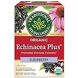 Traditional Medicinals Tea, Organic Echinacea Plus Elderberry, Boosts the Immune System, 16 Tea Bags