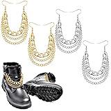 Chethin 4 Pieces Shoelaces Chains Charm Shoe Decorations Hanging Clips Chain DIY Decorative Shoe Chainfor Sneakers Casual Shoes (Gold, Silver)