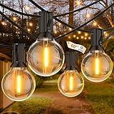 GLUROO 60FT Outdoor String Lights LED, Patio Lights with 32 Bulbs Waterproof, 2700K Warm White for Outside Backyard, Yard, Gazebo, Deck, Porch