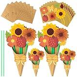 BeYumi Flower Bouquet Craft Kit - 24Pcs Fall Flower Bouquet Craft for Kids Make Your Own Thankful Flower Bouquet Autumn Fall Florals Thanksgiving DIY Gift Craft School Classroom Home Fun Activities