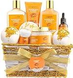 Gift Basket for Women - 10 Pc Almond Milk & Honey Beauty & Personal Care Set - Home Bath Pampering Package for Relaxing - Spa Self Care Kit - Thank You, Birthday, Mom, Anniversary Gift