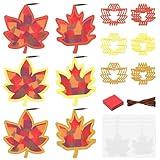 Chiisong 24 Sets Leaf Tissue Sign Fall Craft Kit Maple Leaves Craft Bulk Autumn DIY Maple Craft Kit Harvest Thanksgiving DIY Craft Decorations for Fun Home Actives