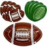 GiftExpress 10PC Plastic Football Serving Trays, Game Day Football Themed Serving Tray, Green and Brown Color Serving Tray with Football and Football Field Design