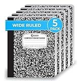 Rosmonde Composition Notebook Wide Ruled 5 Pack, 200 Pages (100 Sheets), 9-3/4 x 7-1/2, Back to School Supplies, Notebooks for School, Office Supplies, Notebooks for Work, The Notebook for Note Taking