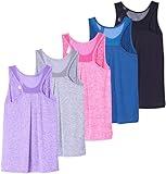 5 Pack Tank Tops Workout Shirts Womens Racerback Athletic Tanks Top Running Dri Fit Shirt Activewear Tees Exercise Sleeveless Gym