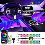 RGB Interior Car Strip Lights with Smart APP Control, Music Sync Under Dash Footwell Neon Internal Lighting Kit Multicolor,12V LED Strip Lights for Cars, Trucks, SUVs with Car Charger(1 Set)