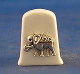 Porcelain China Collectable Thimble - Antique Silver Elephant with Free Gift Box