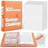 Zuozee 100 Envelopes Money Saving Challenge Binder, A5 Savings Binder for Planning and Saving $5050, Budget Binder with 25 Cash Envelopes and 3 Savings Challenges Trackers, Orange