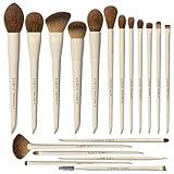 LORYP Makeup Brushes Set Labeled 18 Piece Face and Eye Brush Set Ultra soft hair Foundation, Concealer, Blush, Contour, Blending, Eyeshadow Khaki Brush kit