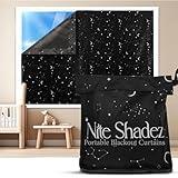 Portable Blackout Curtains (60" x 80") - Travel Blackout Curtains for Baby Nursery w/Stars - Portable Blackout Shades w/UV & Thermal Protection - 20 Stick on Suctions & Velcro Blackout Window Cover