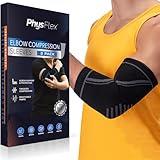 PhysFlex Elbow Brace 2 Pack for Tennis & Golfer's Elbow Pain Relief - Elbow Compression Sleeve for Weightlifting, Workout, Fitness, Arthritis, Bursitis - Tendonitis Elbow Brace for Men & Women