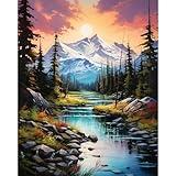 xackcme Mountain Paint by Numbers for Adults-Scenery Paint by Number on Canvas Without Frame,DIY Oil Painting for Gift Home Wall Decor(16x20inch)