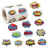 600 PCS Hero Stickers Hero Stickers Roll Hero Themed Stickers Hero Themed Party Decorations Stickers for Creative Scrapbooks Party Favors and Children's Rewards 12 Hero Designs