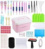 SanerDirect 104pcs Diamond Painting Tool kit, Diamond Art Accessories Kit with Big Trays & Light pens, 28 girds Storage Box for DIY Craft