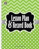 Teacher Created Resources TCR2384 Lime Chevrons and Dots Lesson Plan & Record Book, Paper, Lime Green/Black 8.5 x 11 Inches