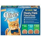 9Lives Paté Favorites Wet Cat Food Variety Pack, 5.5 Ounce (Pack of 12)