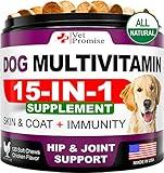 Dog Multivitamin Chewable with Glucosamine - Dog Vitamins and Supplements - Senior & Puppy Multivitamin for Dogs - Pet Joint Support Health - Immunity - Mobility - Energy - Gut - Skin - 120 Chews