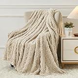 Aganear Fleece Throw Blanket - Cozy Soft Lightweight Fuzzy Throw Blanket for Women Portable Throw Blankets for Couch, Warm Present for Birthday, Christmas, Halloween, Housewarming(50"x60", Khaki)