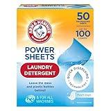 Arm & Hammer Power Sheets Laundry Detergent, Fresh Linen 50ct, up to 100 Small Loads (Packaging may vary)