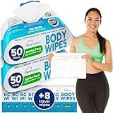 DuraCleanse Body Wipes for Adults Bathing No Rinse (2 Pack) 100 XL Shower Wipes + 8 Travel Bath Wipes - 9" x 12" Extra Thick Adult Disposable Washcloths for Elderly Incontinence & Camping Essentials