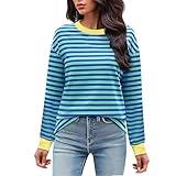 Long Sleeve t Shirt Women 2024 Fall Trendy Stripes Casual Shirt Sweatshirts Color Block Patchwork Pullover Tops Fall Casual Tops Yellow XL