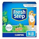 Fresh Step Clumping Cat Litter with Febreze Gain Scent, Long Lasting Odor Control Kitty Litter with Activated Charcoal, Low Dust Formula, 14 lb