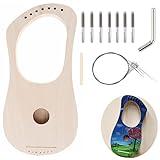 OriGlam Lyre Harp 7 String DIY Kit, Make Your Own Bass Wood, Lyres Wood String Lyre Harp with String Post String Saddle Tuning