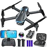 Drone with Camera for Adults, 1080P FPV Drones for kids Beginners with Upgrade Altitude Hold, Voice Control, Gestures Selfie, 90° Adjustable Lens, 3D Flips, 2 Batteries