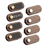 Dxcaicc Retail Display Price Tag Stands (Set of 8), Mini Chalkboard Signs with 30Pcs Price Tag Paper & 3 Pens,Handmade Walnut Wood Tabletop Merchandise Pricing Displays