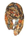 YOUR SMILE Lightweight Scarf beach towels Pareo Fashion Flowers Print Shawl Wrap For Women For Spring Summer(Orange/Yellow Abstract)