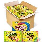 SOUR PATCH KIDS Original Candy, SOUR PATCH KIDS Watermelon Candy & SWEDISH FISH Candy Variety Pack, Halloween Candy, 15 Movie Theater Candy Boxes