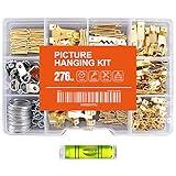 Hongway 276pcs Picture Hanging Kit, Picture Hangers, Heavy Duty Frame Hooks Assortmentwith Nails, Hanging Wire, Screw Eyes, D Ring and Sawtooth Hardware for Frames Mounting