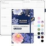 Undated Weekly Planner, Forvencer Simplified Weekly & Monthly Calendar Planner, Cute Daily Organizer Notebook, Agenda Journal to Track Goals & Tasks, Start Anytime, 1 Year Use, A5 Size, Floral